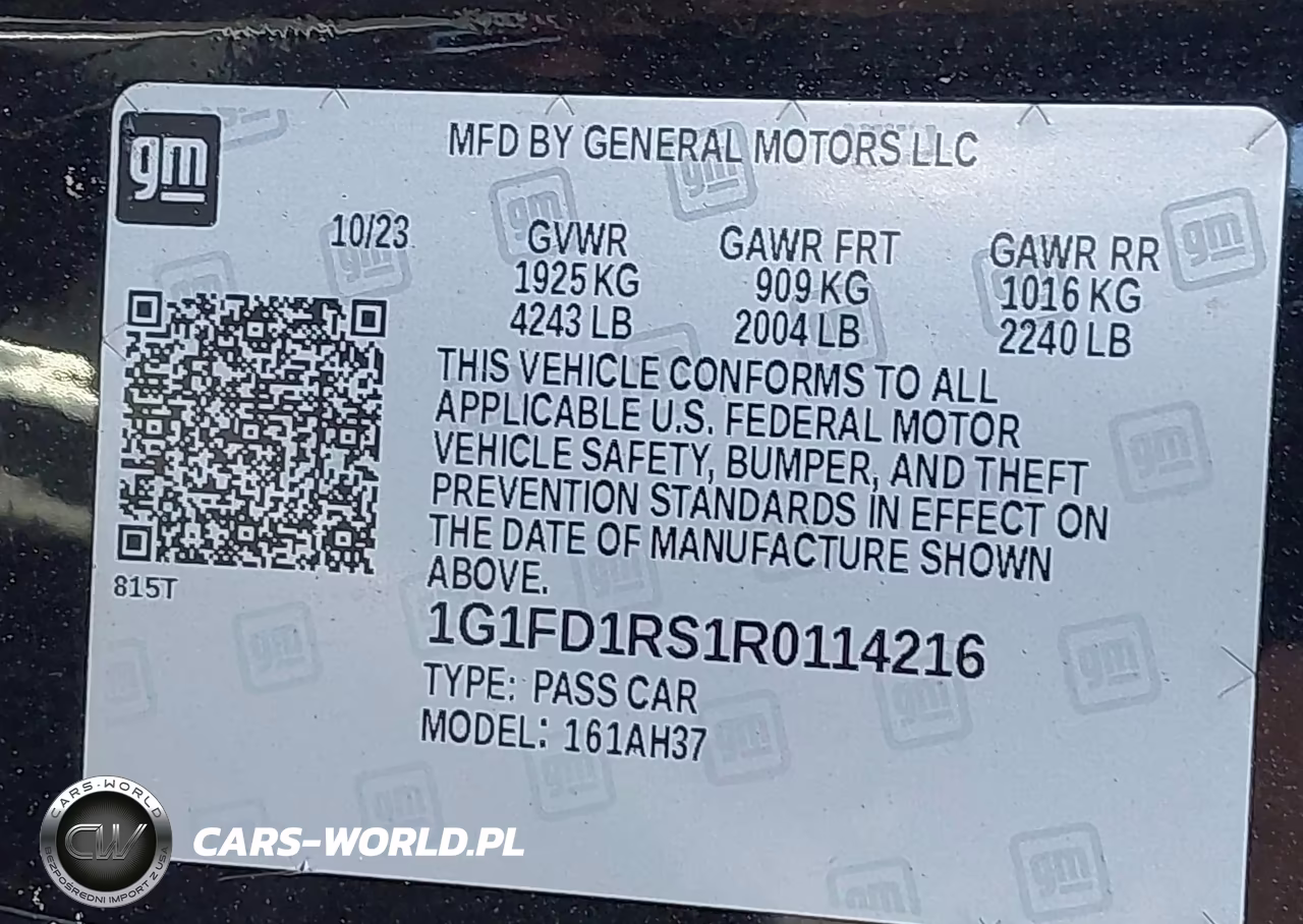 2024 Chevrolet Camaro Rwd 3Lt VIN:1G1FD1RS1R0114216 - 9