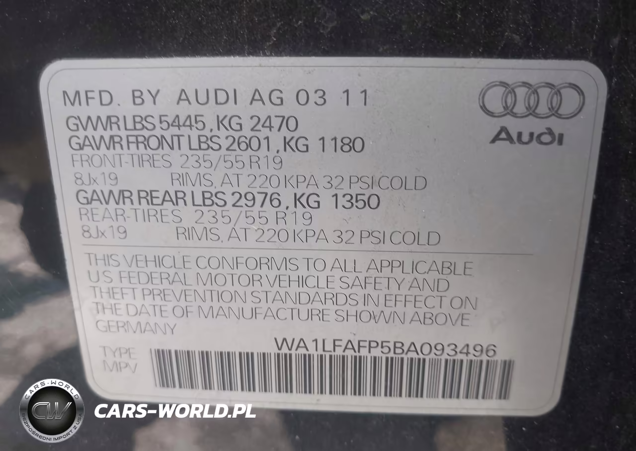 2011 Audi Q5 2.0T Premium VIN:WA1LFAFP5BA093496 - 9