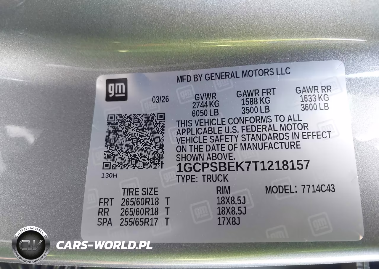 2026 Chevrolet Colorado Wt, Rwd VIN:1GCPSBEK7T1218157 - 9