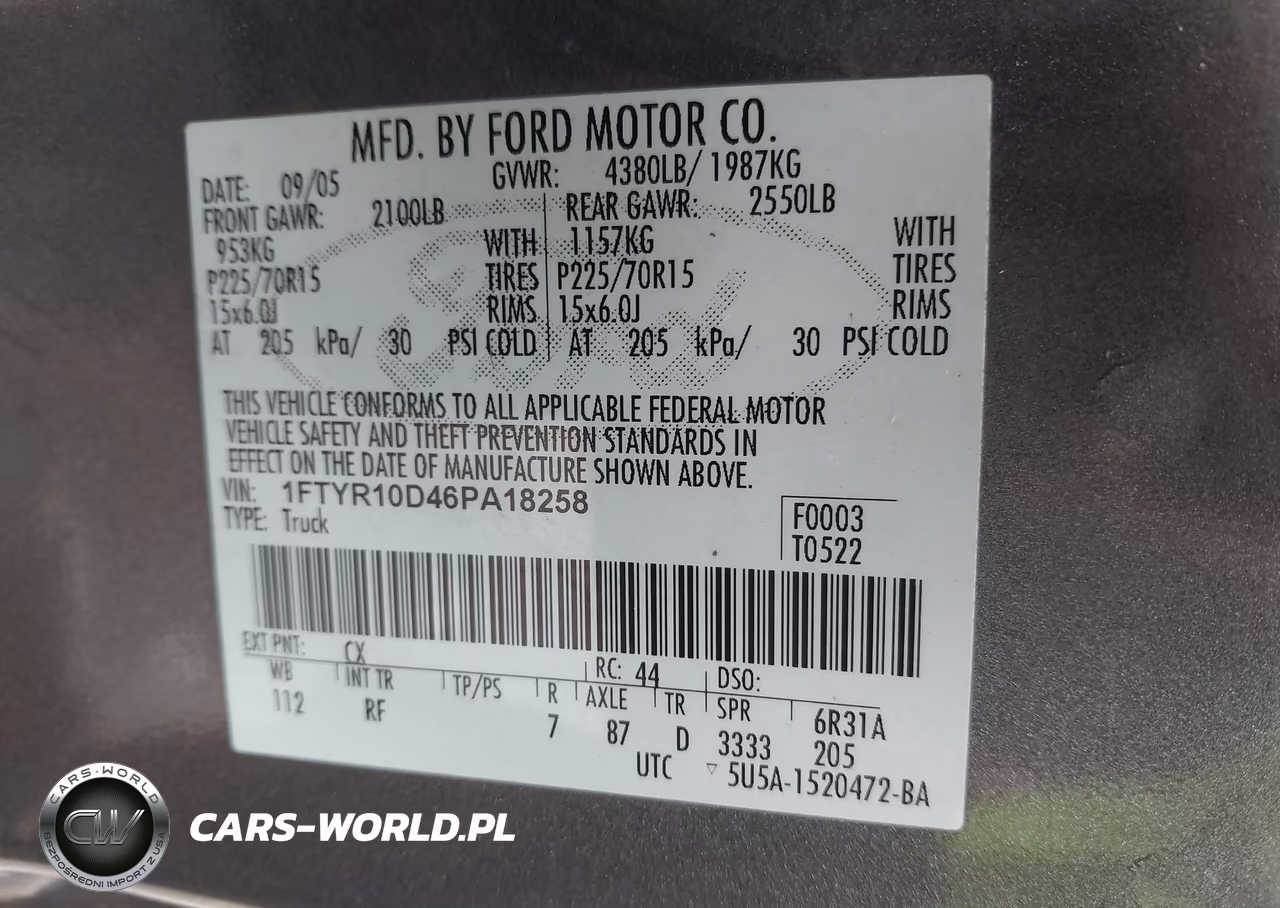 2006 Ford Ranger Xl-Xlt VIN:1FTYR10D46PA18258 - 9