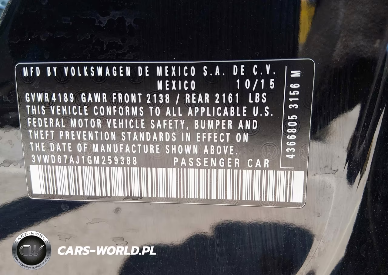 2016 Volkswagen Jetta 1.4T Se VIN:3VWD67AJ1GM259388 - 9
