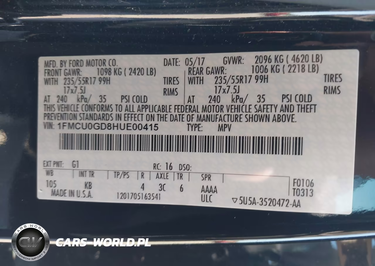 2017 Ford Escape Se VIN:1FMCU0GD8HUE00415 - 9