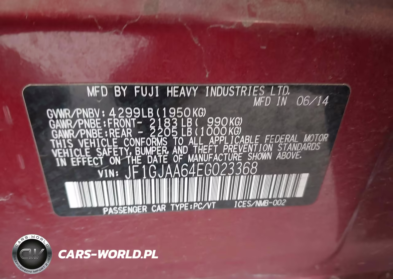 2014 Subaru Impreza 2.0I VIN:JF1GJAA64EG023368 - 9
