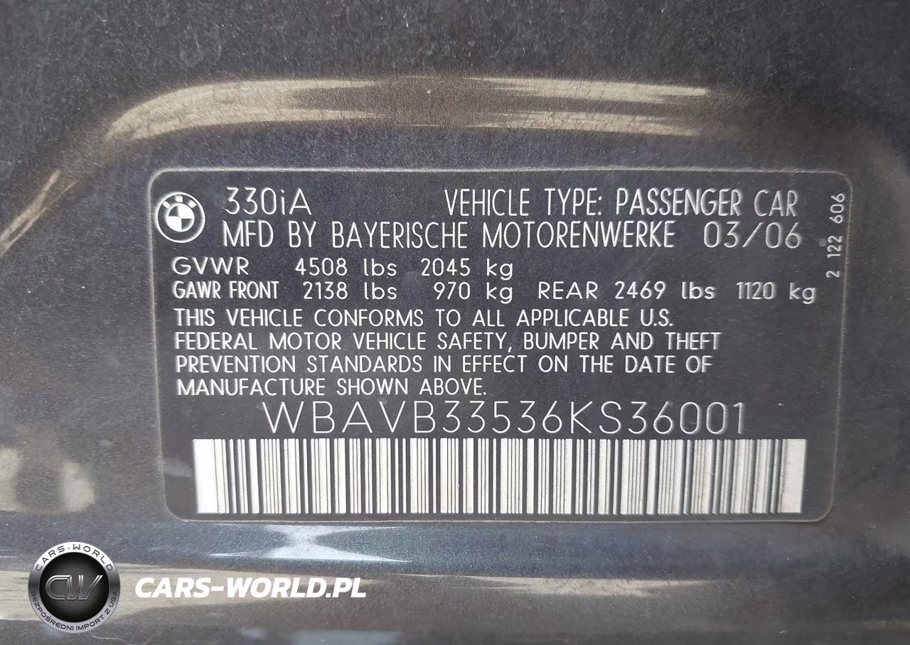 2006 BMW 330I VIN:WBAVB33536KS36001 - 9