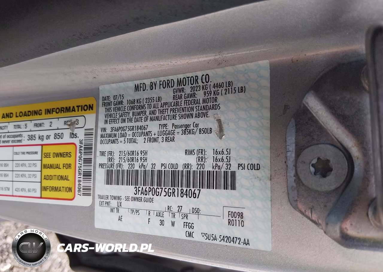2016 Ford Fusion S VIN:3FA6P0G75GR184067 - 9