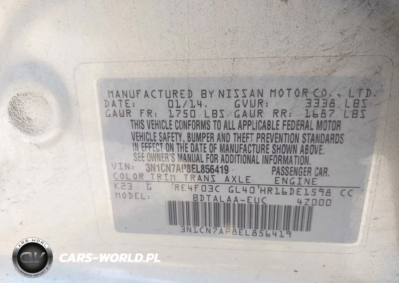 2014 Nissan Versa 1.6 S VIN:3N1CN7AP8EL856419 - 9