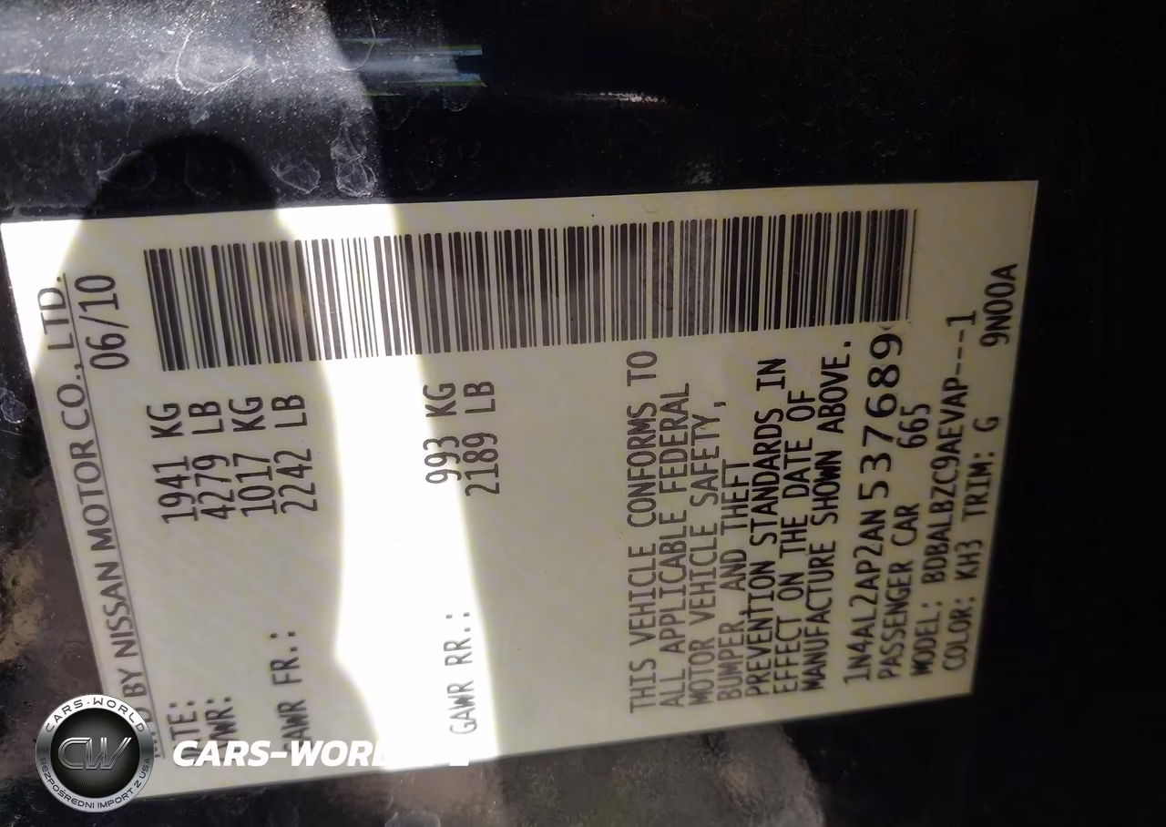 2010 Nissan Altima 2.5 S VIN:1N4AL2AP2AN537689 - 9