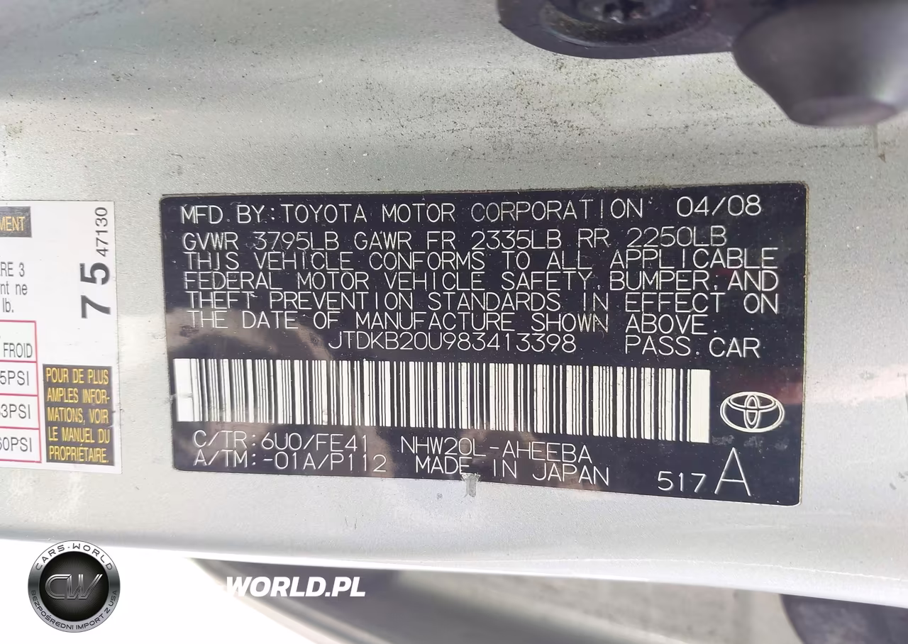 2008 Toyota Prius VIN:JTDKB20U983413398 - 9