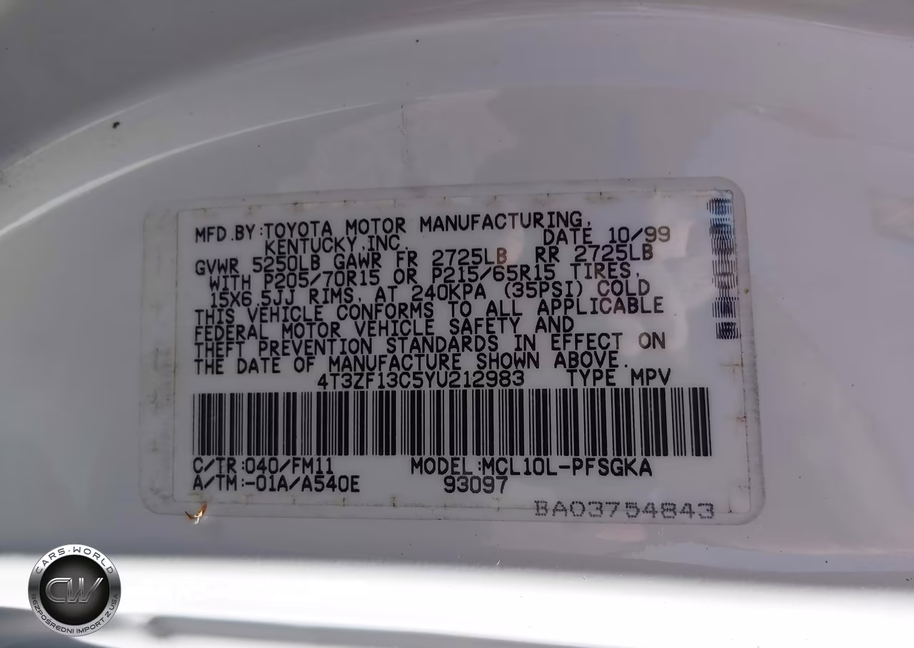 2000 Toyota Sienna Xle VIN:4T3ZF13C5YU212983 - 9