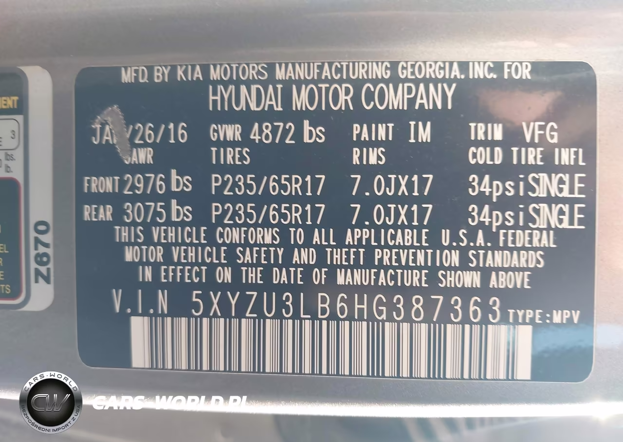 2017 Hyundai Santa Fe Sport 2.4L VIN:5XYZU3LB6HG387363 - 9