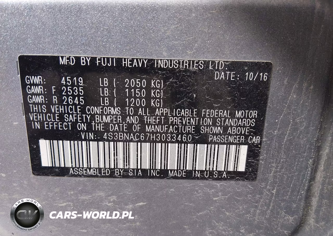 2017 Subaru Legacy 2.5I Premium VIN:4S3BNAC67H3033460 - 9