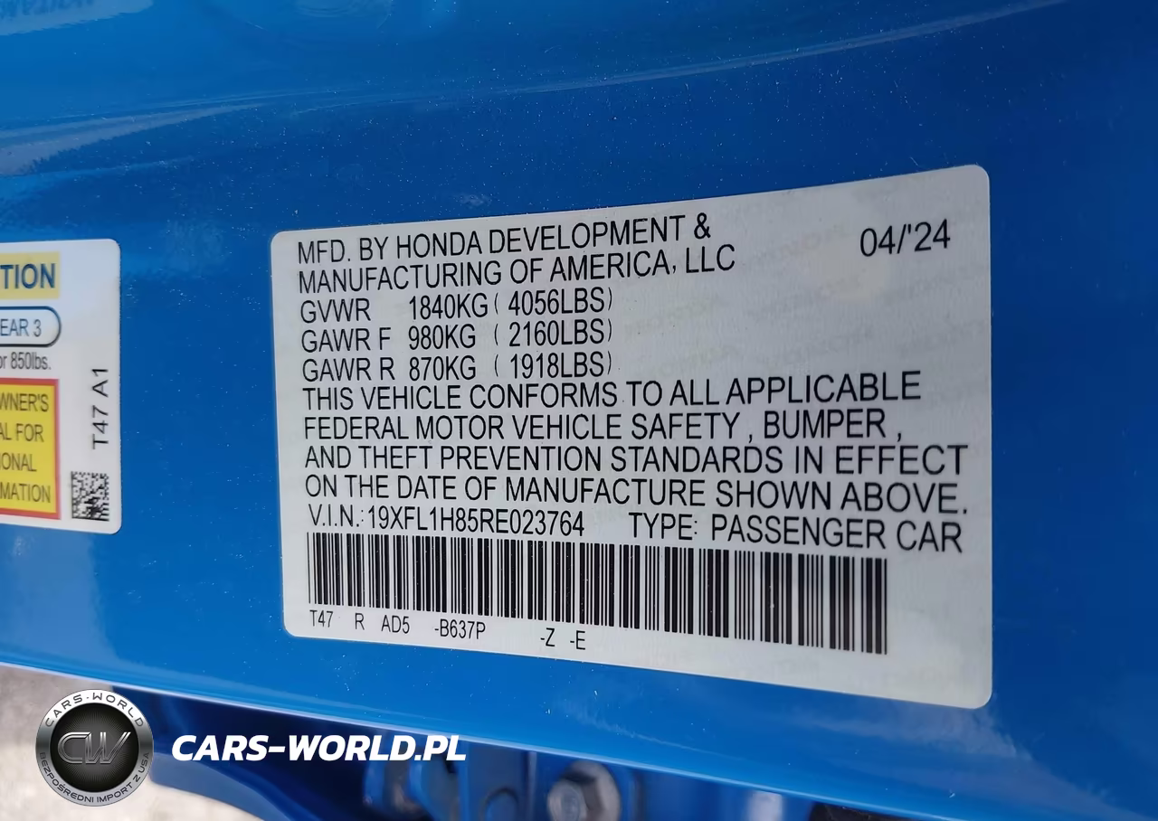 2024 Honda Civic Sport Touring VIN:19XFL1H85RE023764 - 9