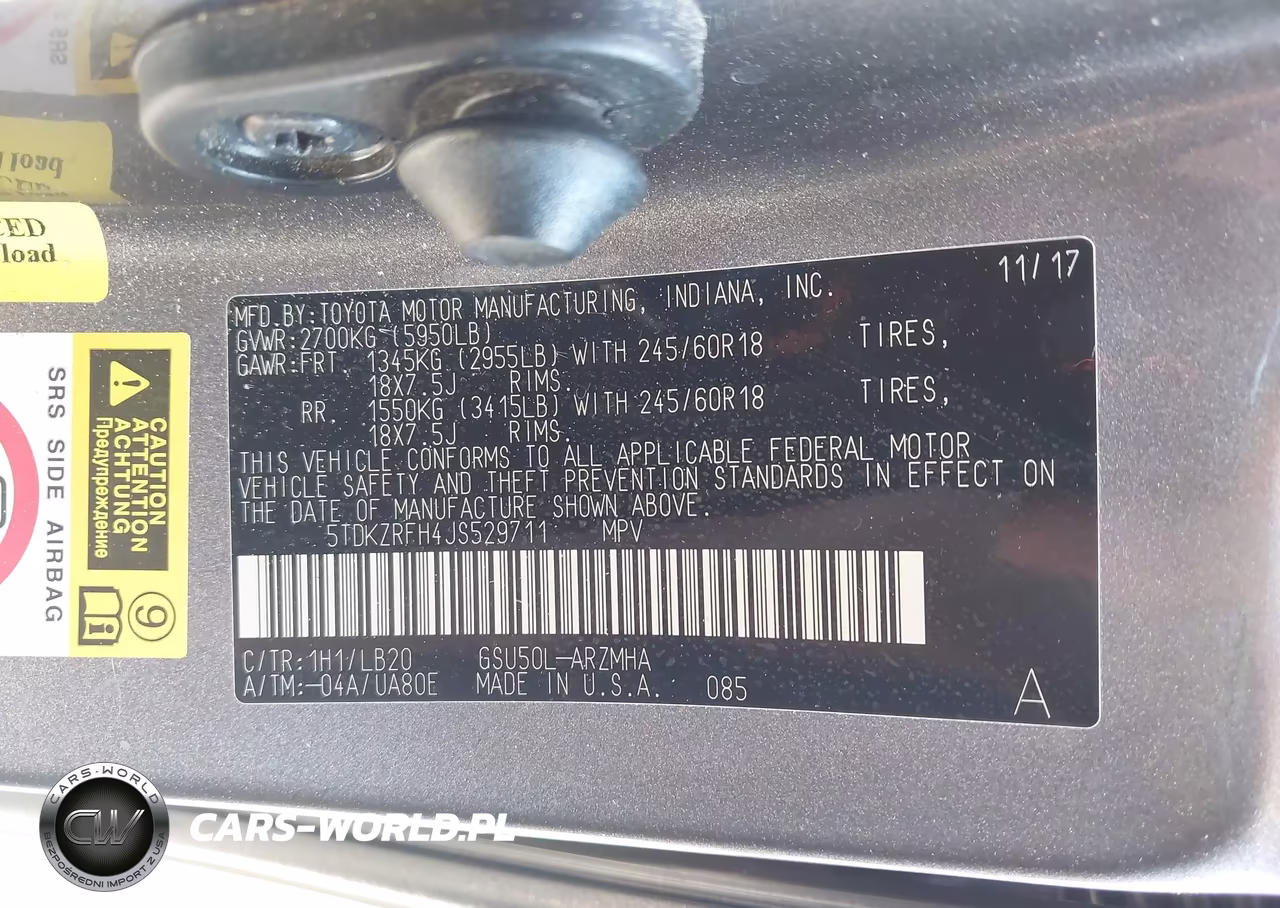 2018 Toyota Highlander Xle VIN:5TDKZRFH4JS529711 - 9