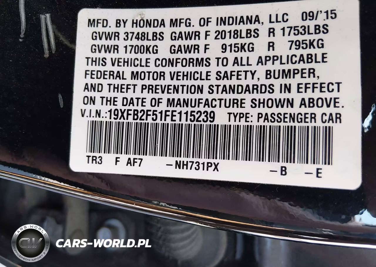 2015 Honda Civic Lx VIN:19XFB2F51FE115239 - 9