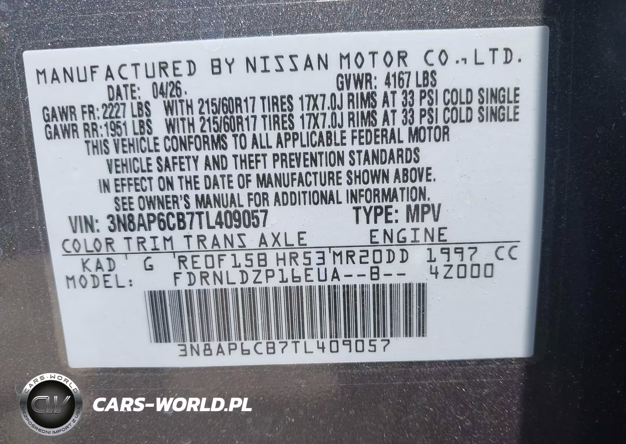 2026 Nissan Kicks Sv VIN:3N8AP6CB7TL409057 - 9