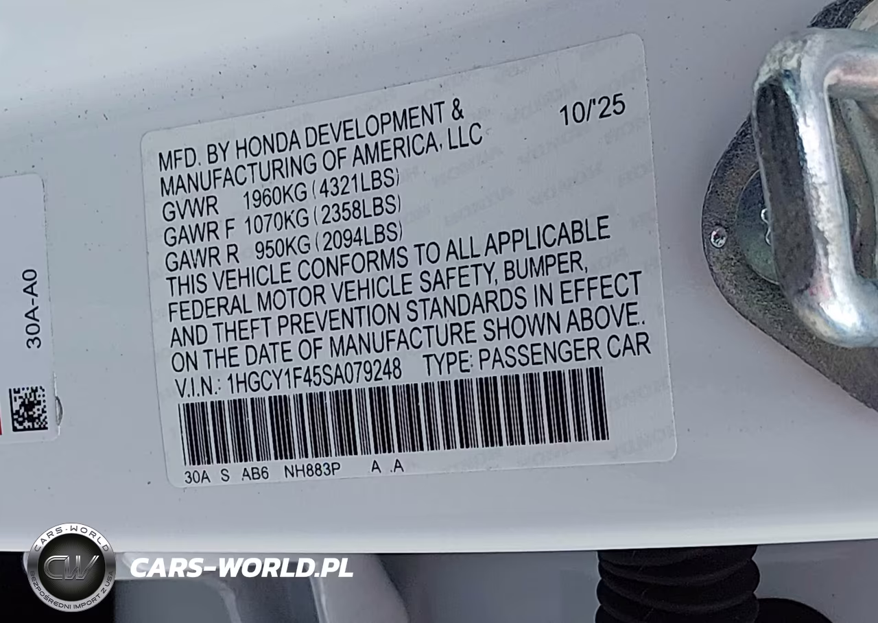 2025 Honda Accord Se VIN:1HGCY1F45SA079248 - 9