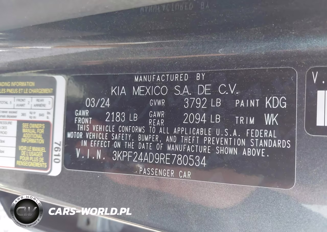 2024 Kia Forte Lxs VIN:3KPF24AD9RE780534 - 9