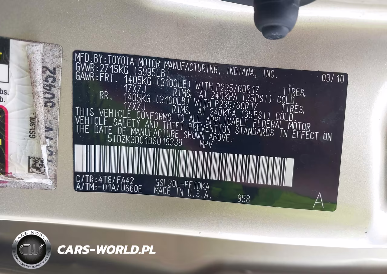 2011 Toyota Sienna Base V6 VIN:5TDZK3DC1BS019339 - 9