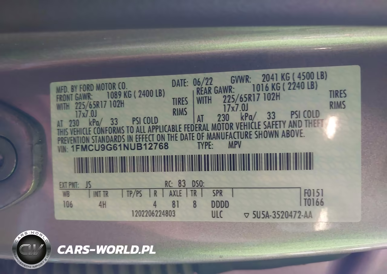 2022 Ford Escape Se VIN:1FMCU9G61NUB12768 - 9