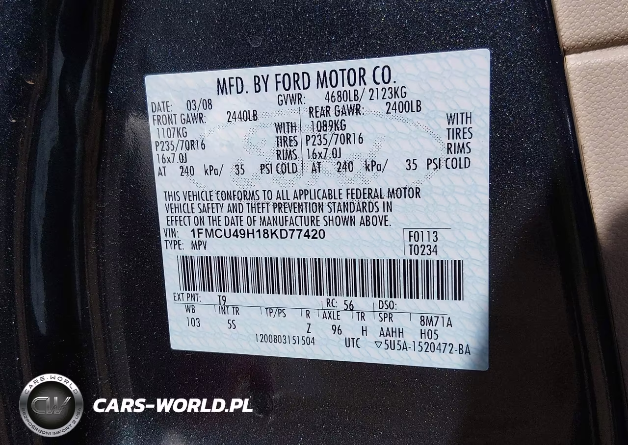 2008 Ford Escape Hybrid VIN:1FMCU49H18KD77420 - 9