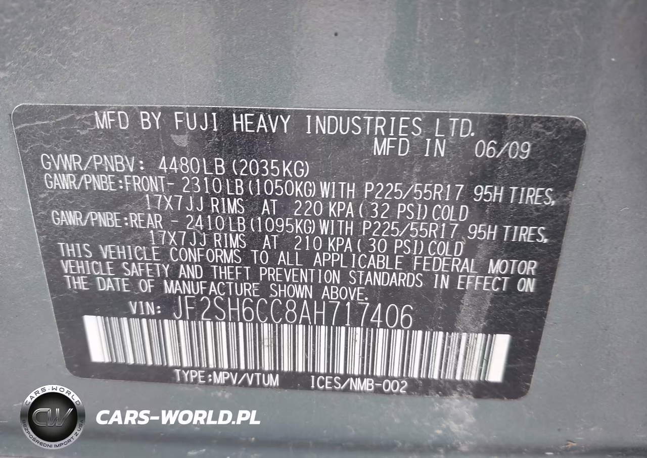 2010 Subaru Forester 2.5X Premium VIN:JF2SH6CC8AH717406 - 9