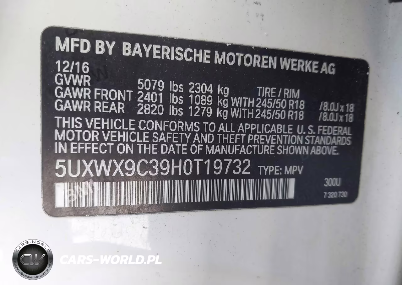 2017 BMW X3 xDrive28I VIN:5UXWX9C39H0T19732 - 9