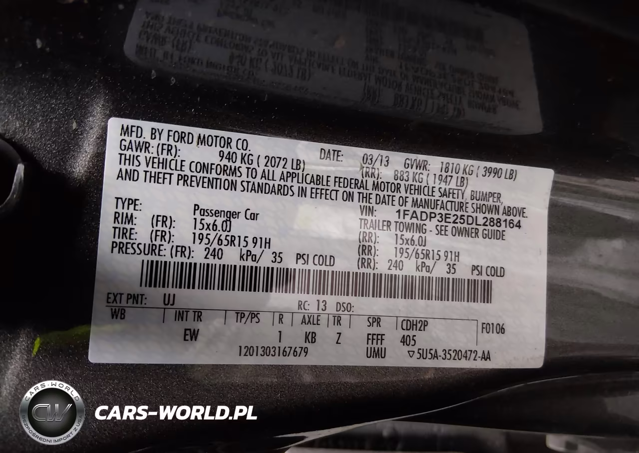 2013 Ford Focus S VIN:1FADP3E25DL288164 - 9