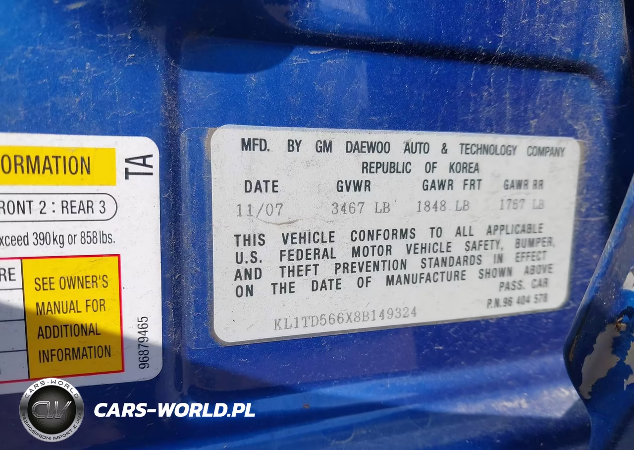 2008 Chevrolet Aveo Ls VIN:KL1TD566X8B149324 - 9