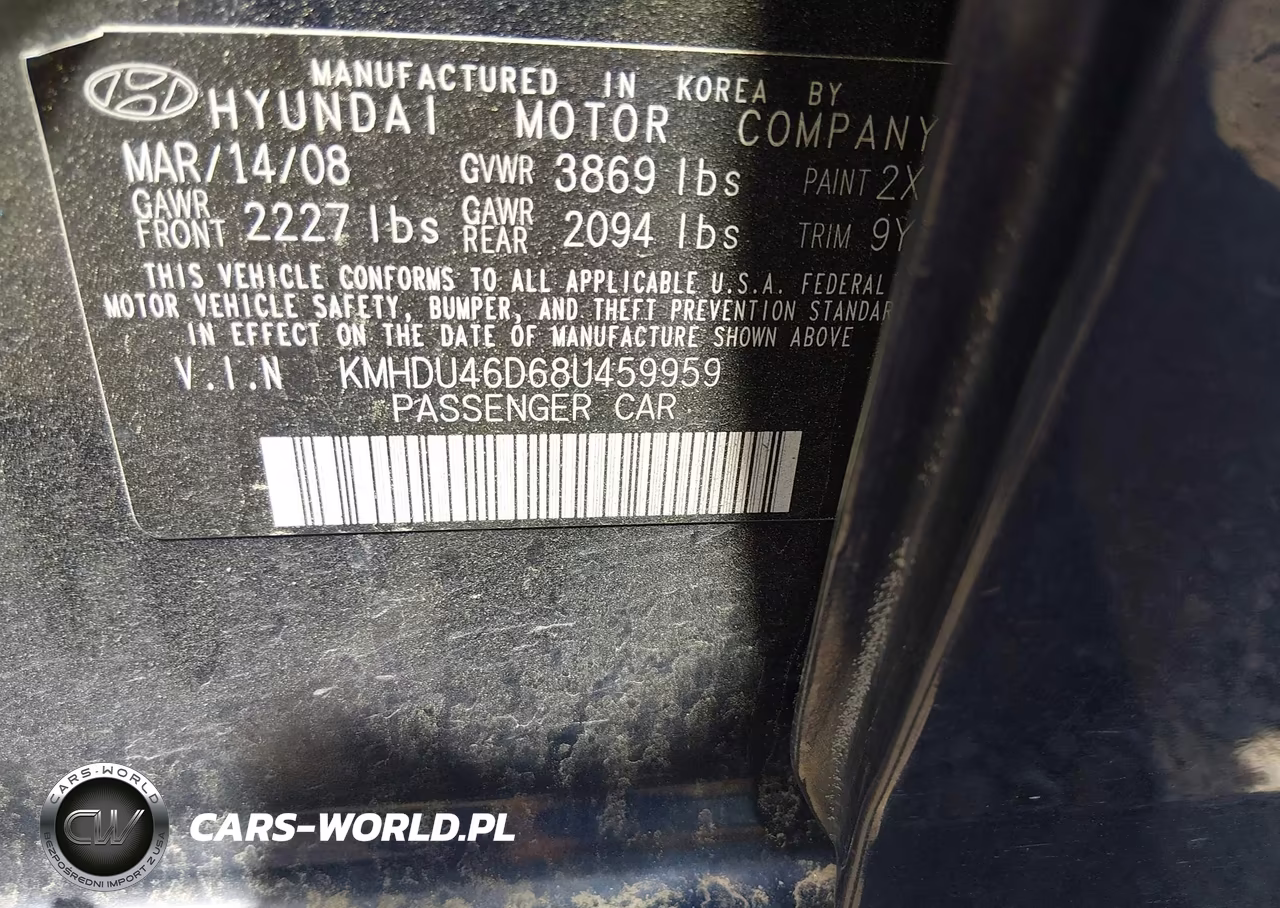2008 Hyundai Elantra Gls-Se VIN:KMHDU46D68U459959 - 9