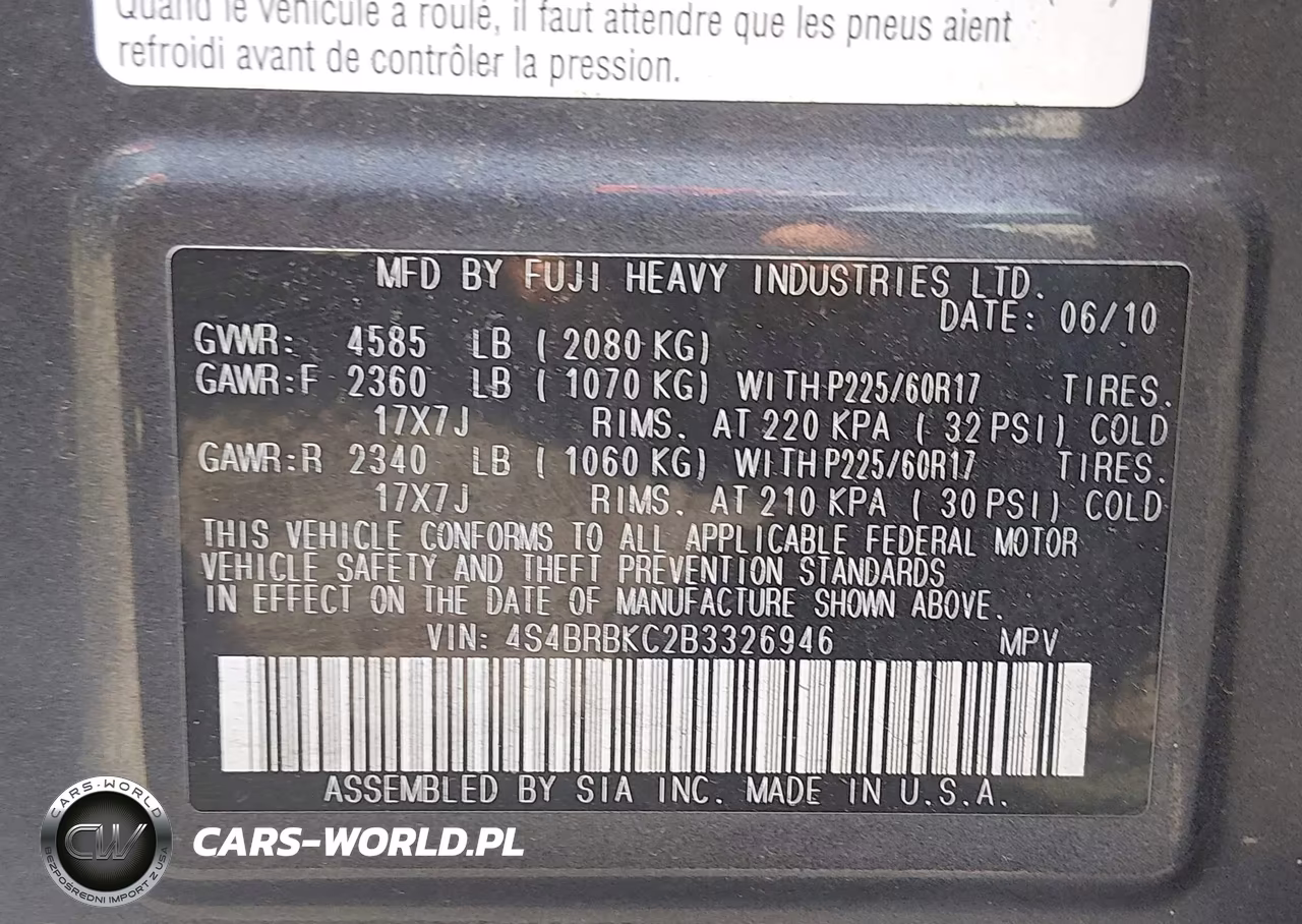2011 Subaru Outback 2.5I Limited VIN:4S4BRBKC2B3326946 - 9
