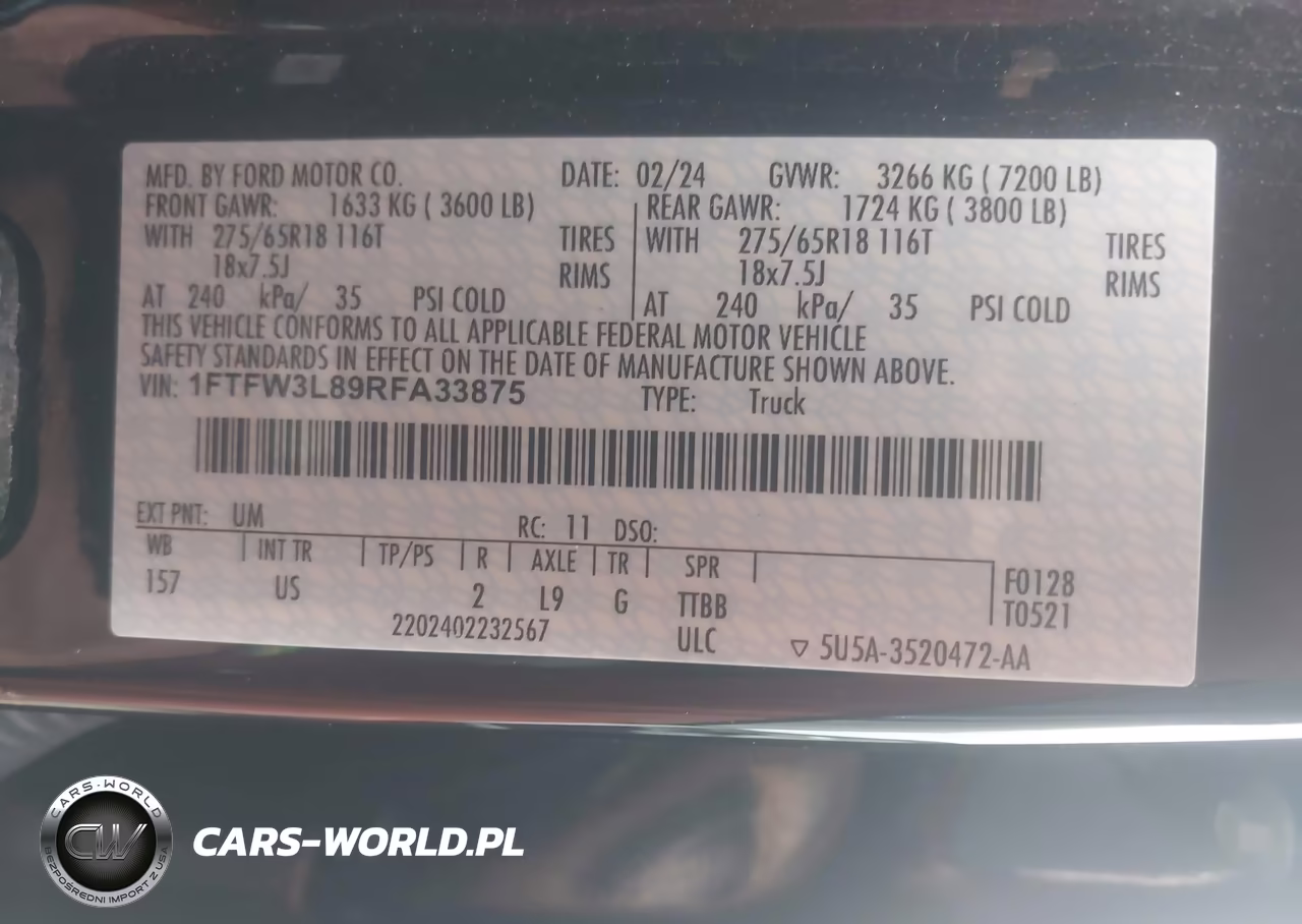 2024 Ford F-150 Xlt VIN:1FTFW3L89RFA33875 - 9