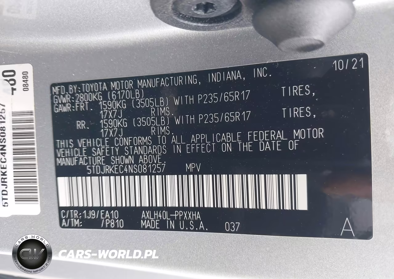 2022 Toyota Sienna Xle VIN:5TDJRKEC4NS081257 - 9