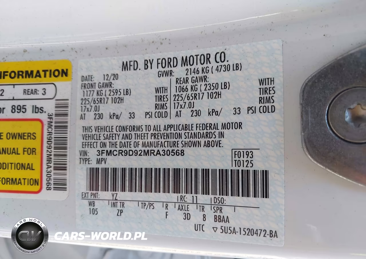2021 Ford Bronco Sport Badlands VIN:3FMCR9D92MRA30568 - 9