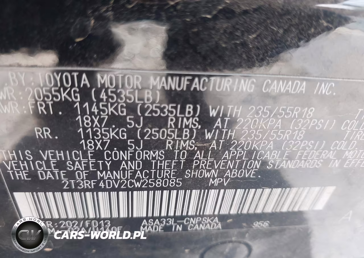 2012 Toyota Rav4 Sport VIN:2T3RF4DV2CW258085 - 9