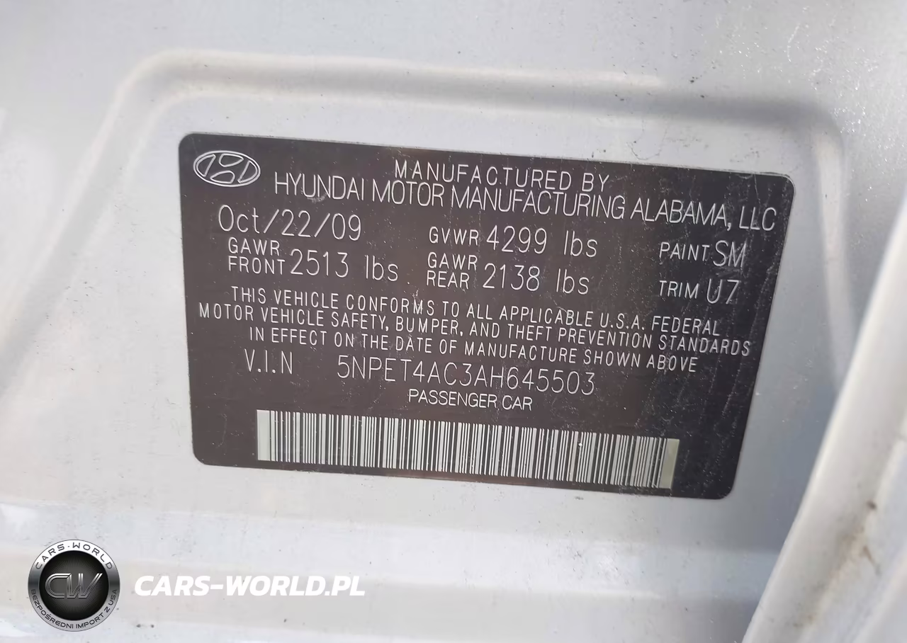 2010 Hyundai Sonata Gls VIN:5NPET4AC3AH645503 - 9