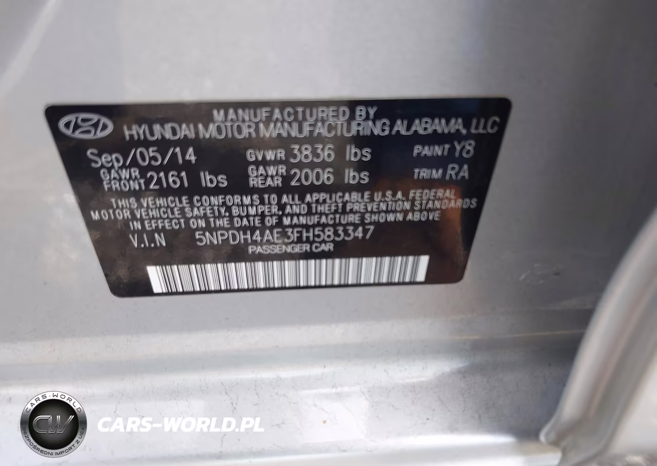2015 Hyundai Elantra Se VIN:5NPDH4AE3FH583347 - 9