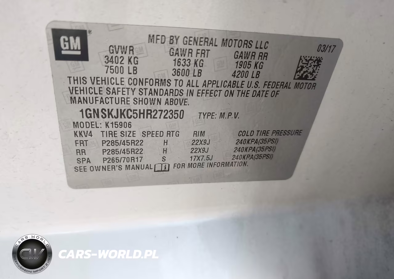 2017 Chevrolet Suburban Premier VIN:1GNSKJKC5HR272350 - 9
