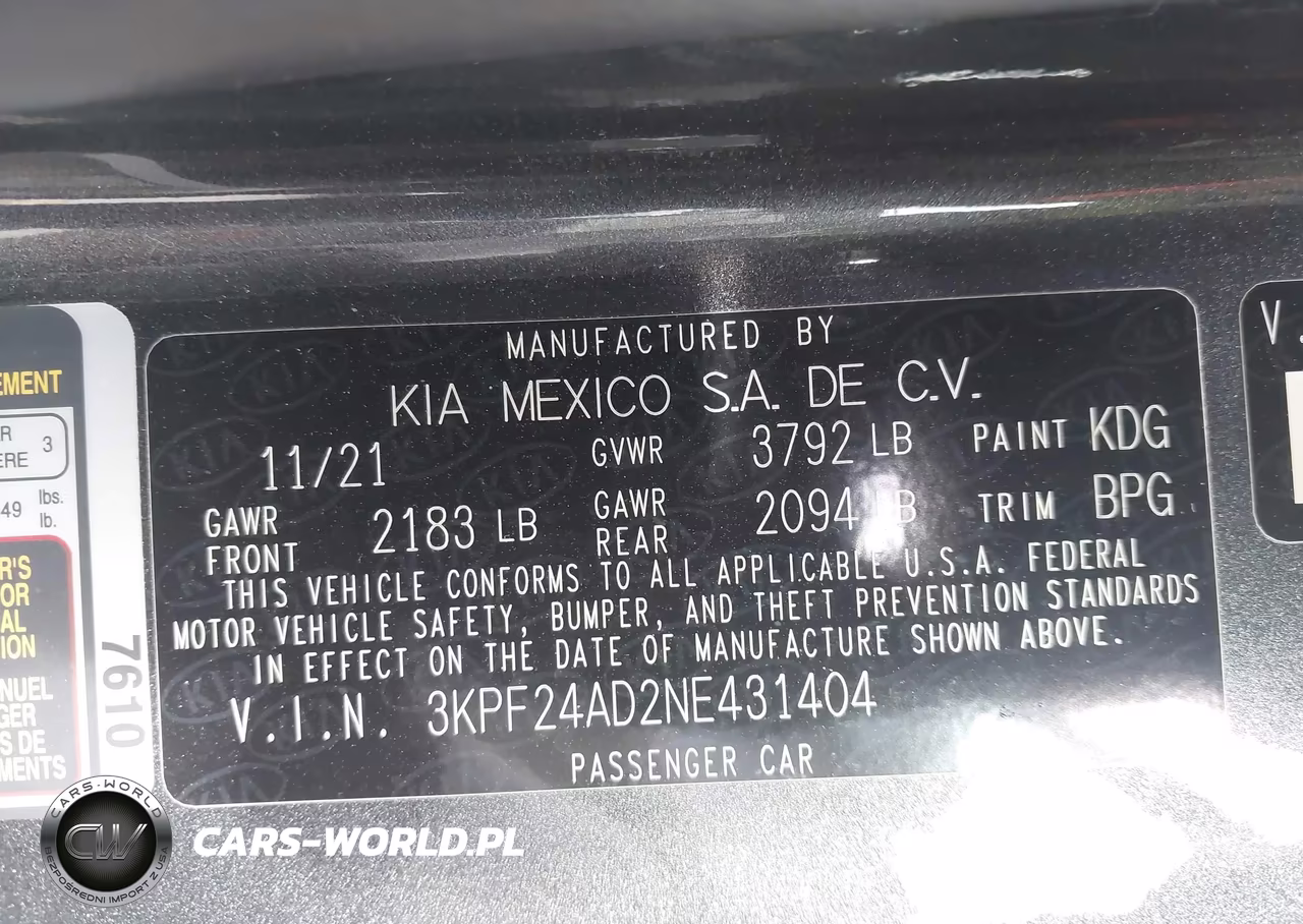 2022 Kia Forte Lxs VIN:3KPF24AD2NE431404 - 9