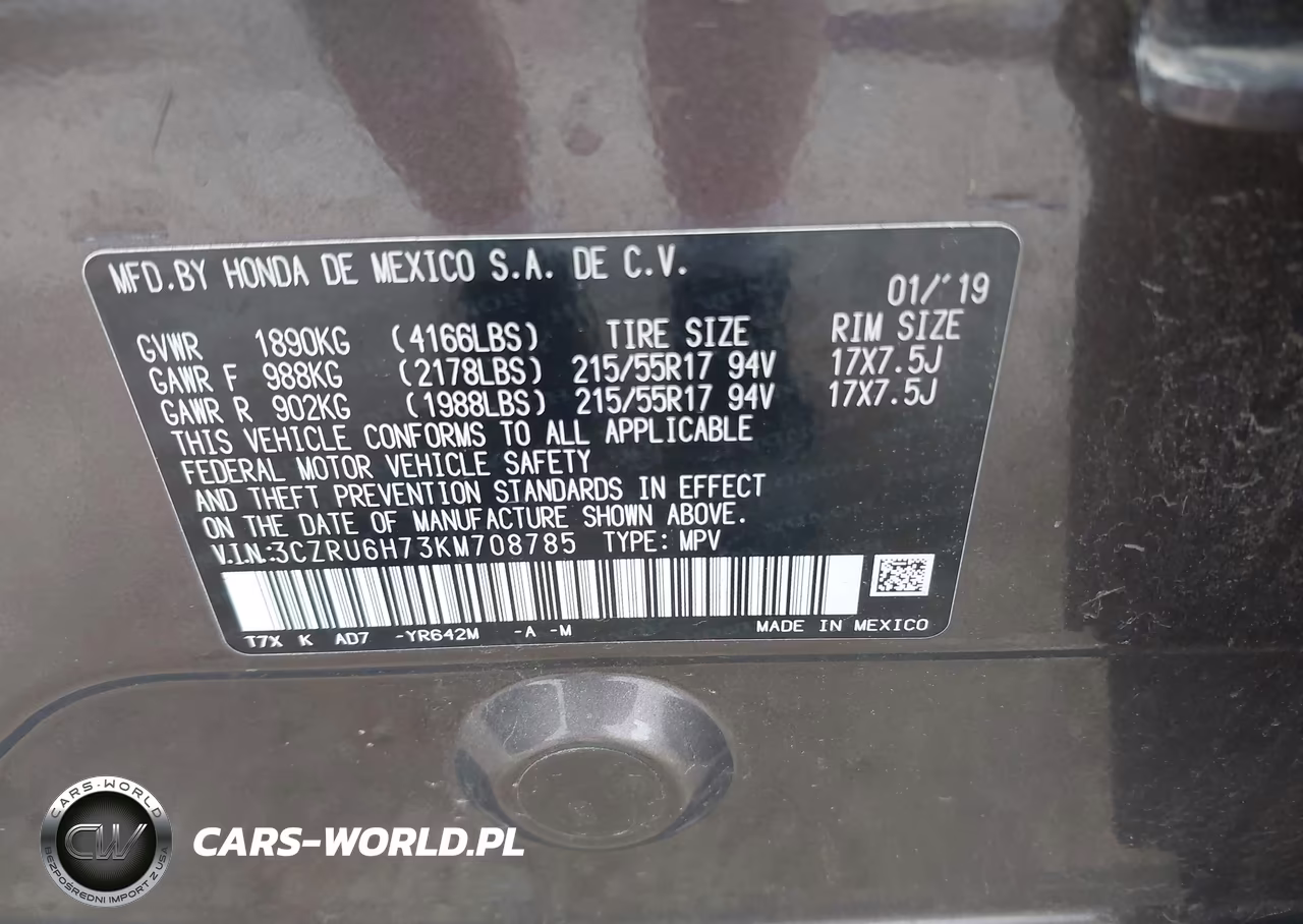 2019 Honda Hr-V Ex-L VIN:3CZRU6H73KM708785 - 9