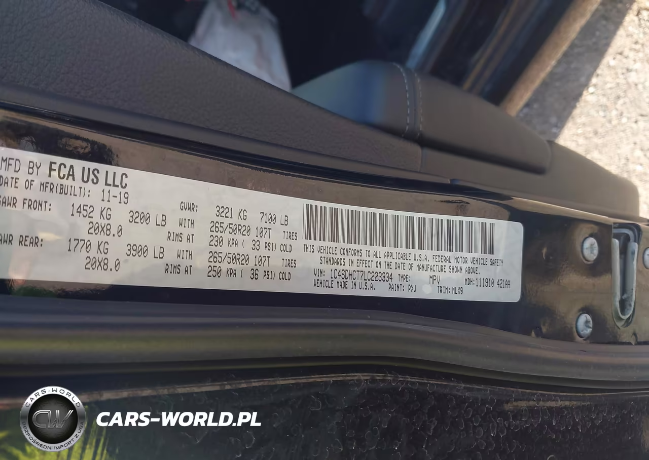 2020 Dodge Durango R-T Rwd VIN:1C4SDHCT7LC223334 - 9