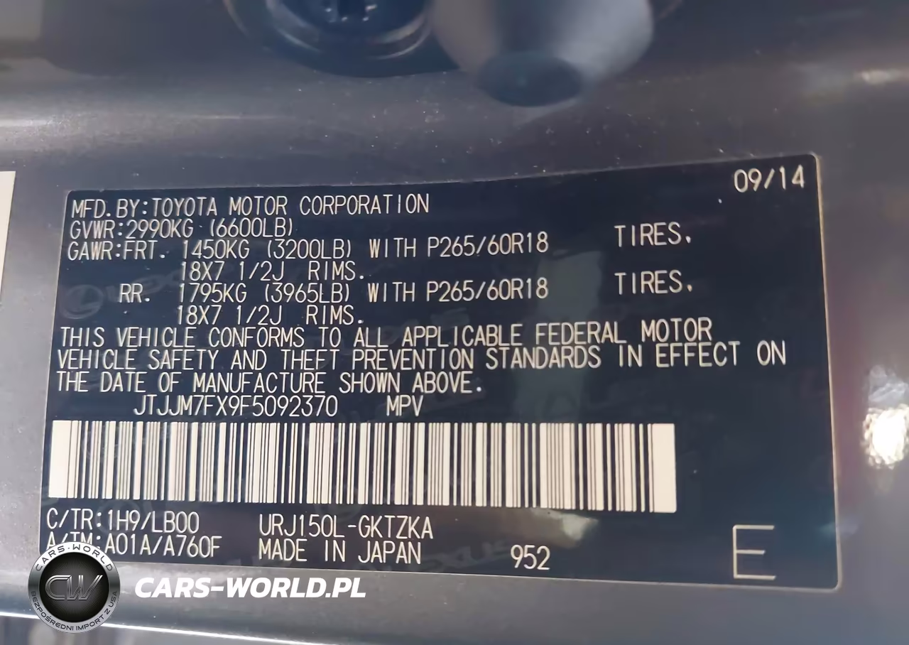 2015 Lexus Gx 460 Luxury VIN:JTJJM7FX9F5092370 - 9