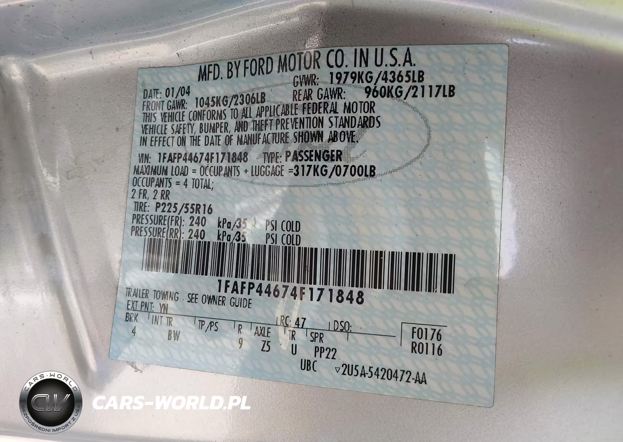 2004 Ford Mustang VIN:1FAFP44674F171848 - 9