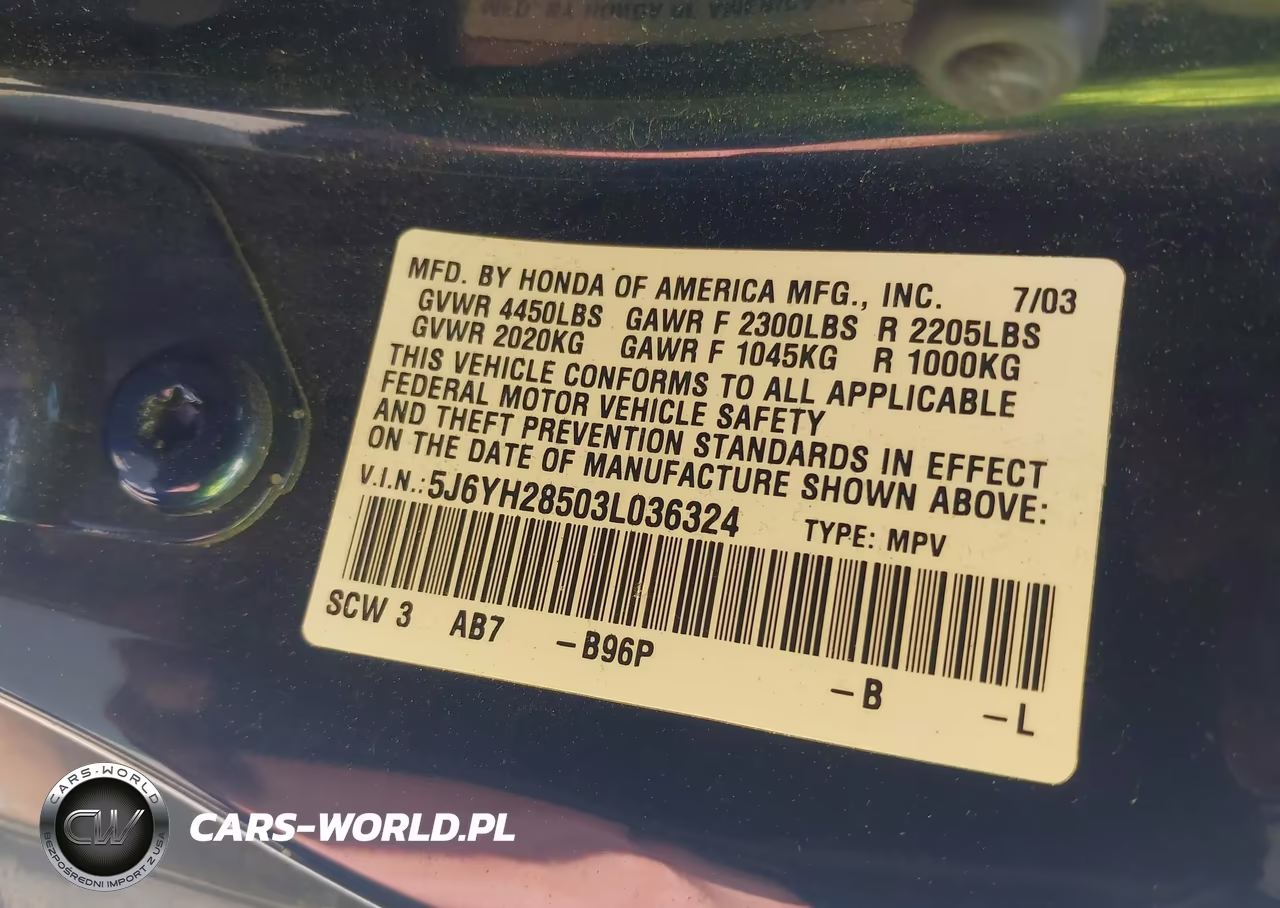 2003 Honda Element Ex VIN:5J6YH28503L036324 - 9
