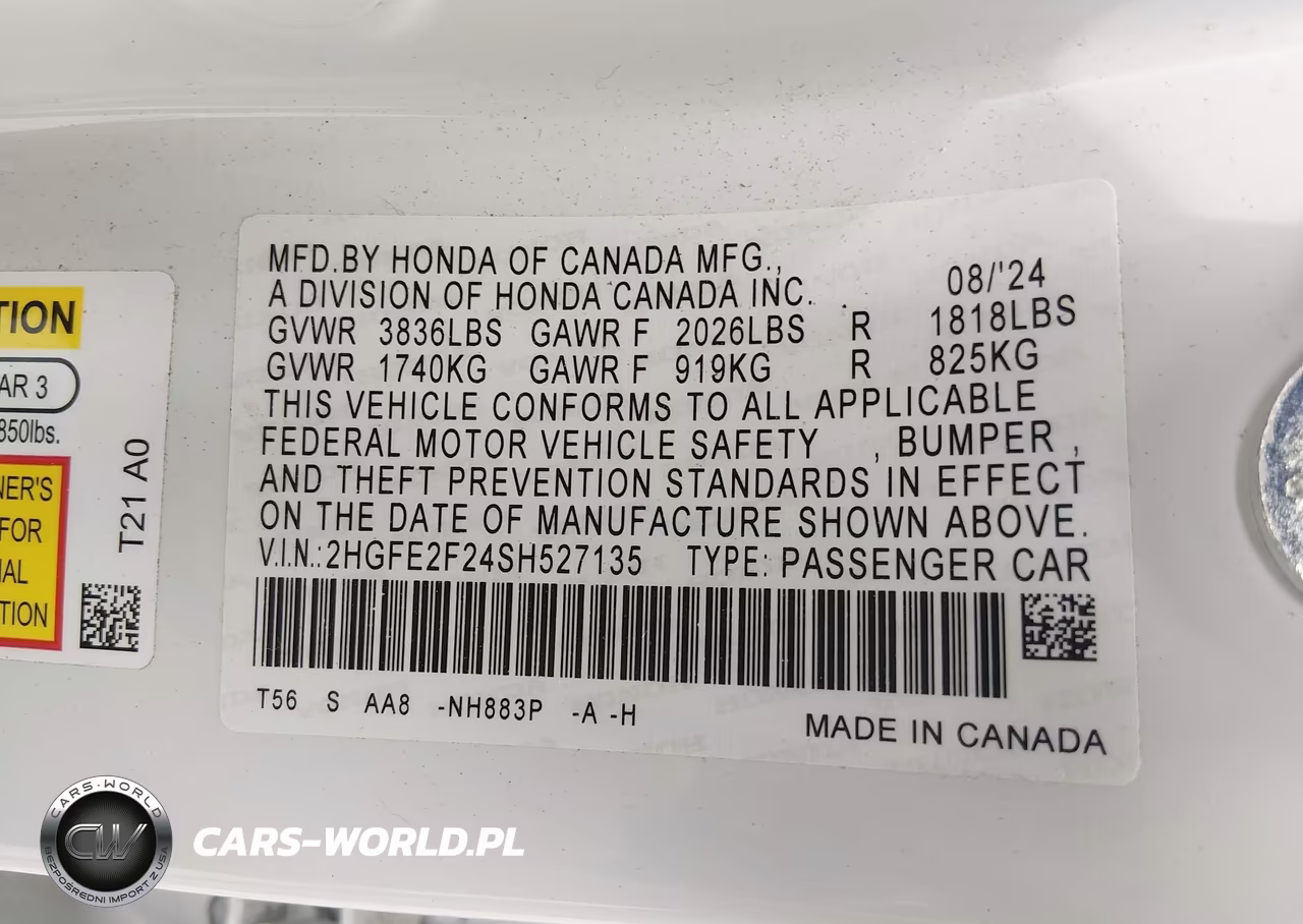 2025 Honda Civic Lx VIN:2HGFE2F24SH527135 - 9
