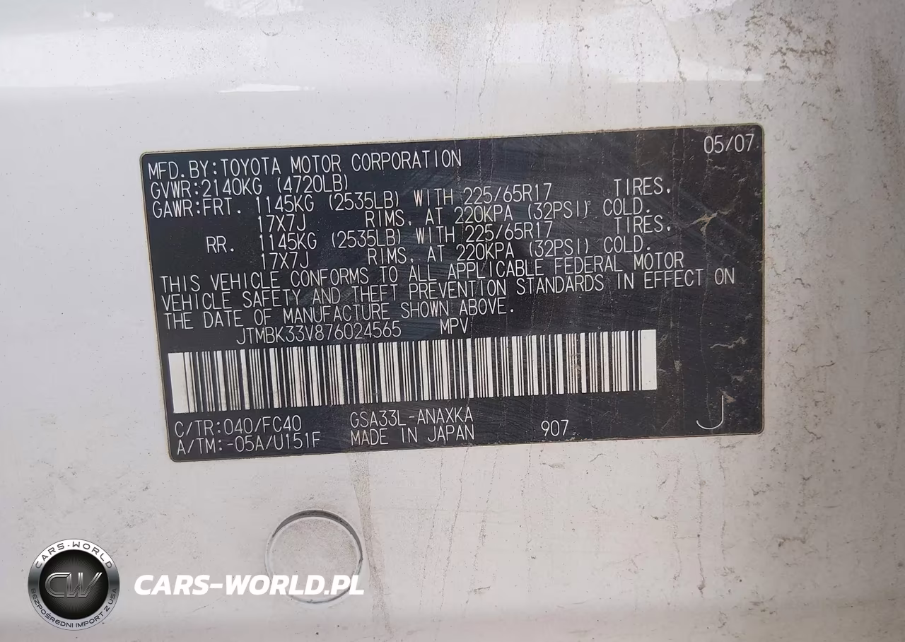2007 Toyota Rav4 Base V6 (A5) VIN:JTMBK33V876024565 - 9