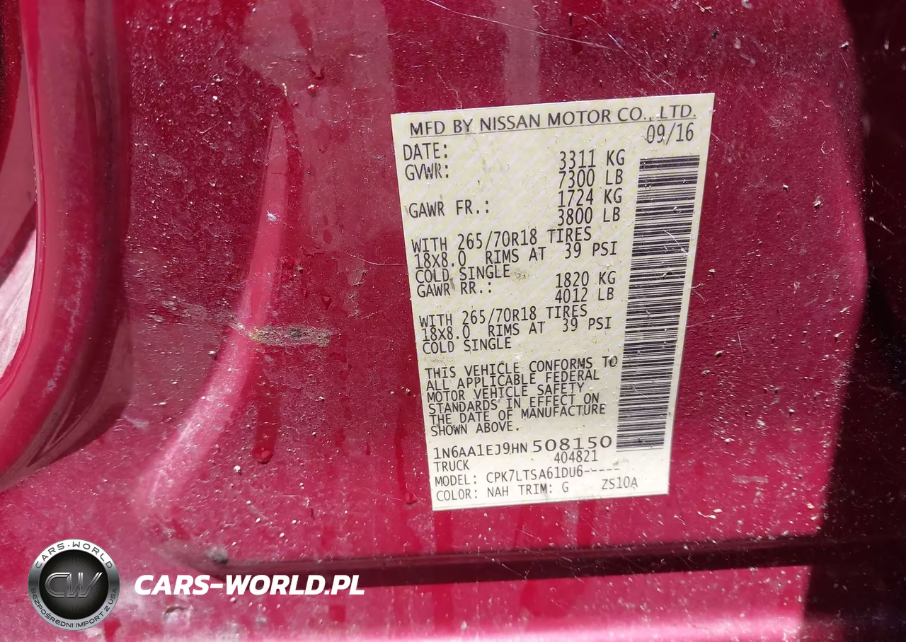 2017 Nissan Titan Sv VIN:1N6AA1EJ9HN508150 - 9