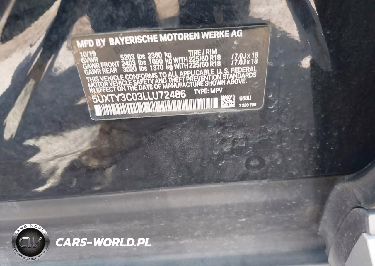 2020 BMW X3 Sdrive30I VIN:5UXTY3C03LLU72486 - 9