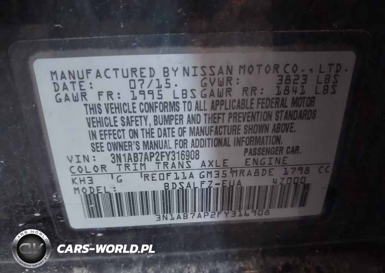 2015 Nissan Sentra Fe+ S VIN:3N1AB7AP2FY316908 - 9