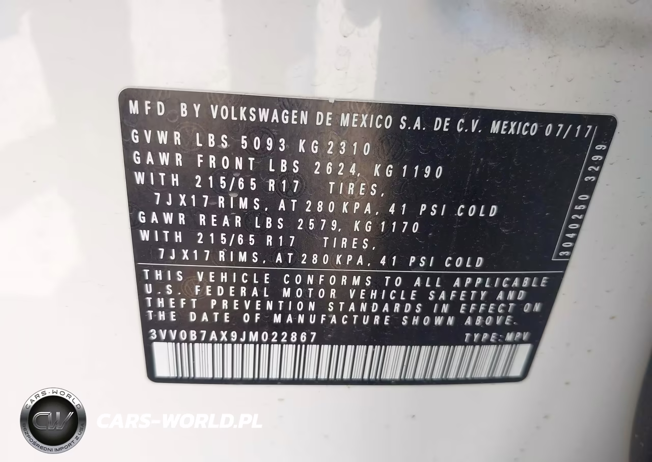 2018 Volkswagen Tiguan 2.0T S VIN:3VV0B7AX9JM022867 - 9