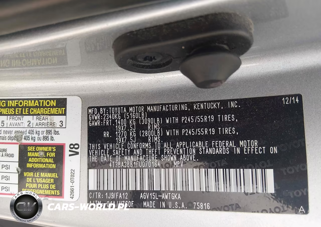 2015 Toyota Venza Le VIN:4T3BA3BB1FU070164 - 9